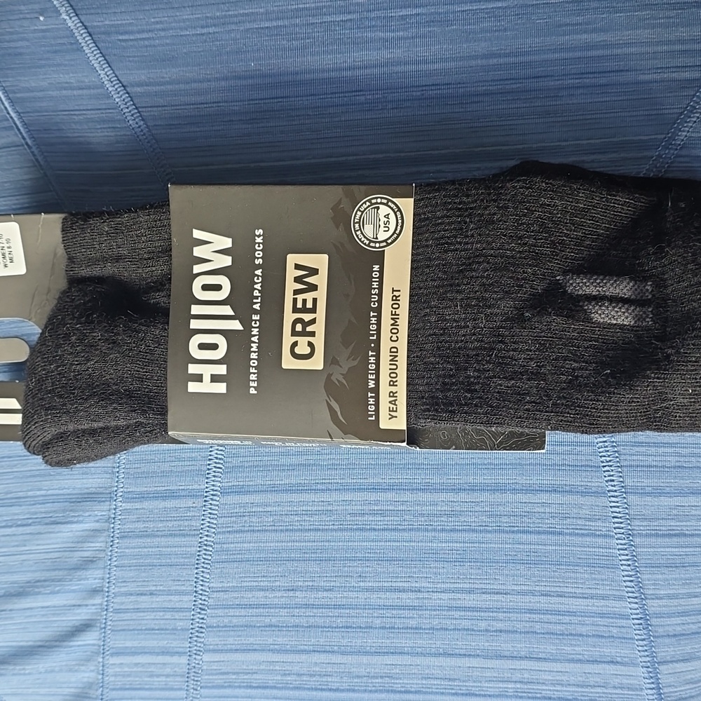 HOLLOW PERFORMANCE ALPACA SOCKS- CREW- BLACK- M